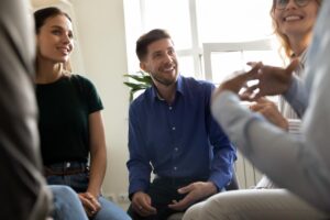 a group discusses cognitive behavioral therapy expectations