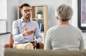 a therapist engages in DBT for Depression with a client