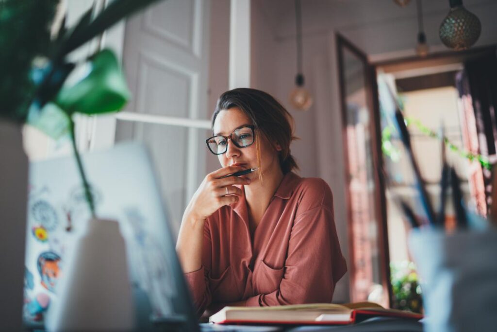 A woman taking advantage of telehealth services