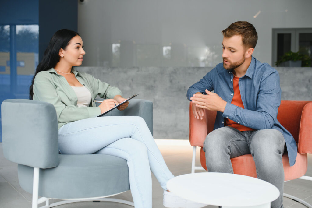 a man opens up in intensive outpatient treatment for depression