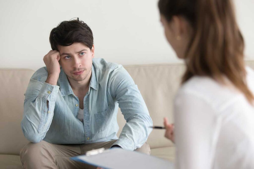 a man opens up in therapy for anxiety