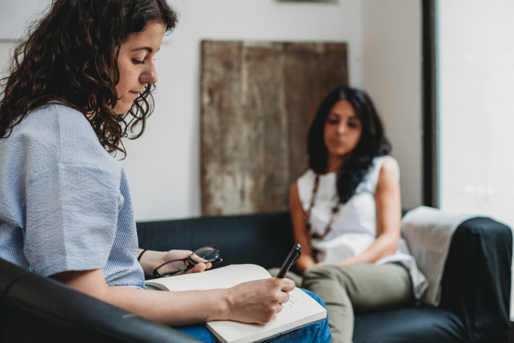 Woman speaking to psychiatrist