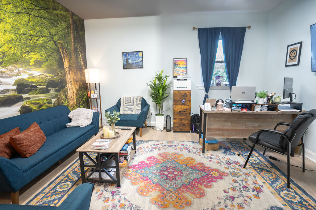 Therapist office with lounge seating at the Sharon, Massachusetts center